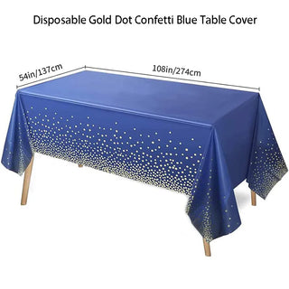 Disposable Tablecloth with Gold Dots in Blue (54"x108") 6