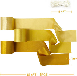 Gold Theme Party Decoration Ombre Gold Satin Ribbon (197Ft) 4