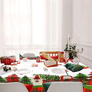 Christmas Tablecloth with Xmas Tree, Deer, Cherry and Red Truck (9ft) 2