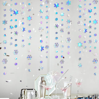 52Ft Winter Wonderland Party Decoration Iridescent Snowflake Garland 2