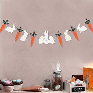 Wooden Easter Banner with Bunny and Carrot Spring Decor 10Ft 3