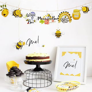 Wooden Bee Baby Shower Decoration Banner (17pcs)  2