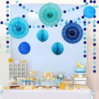 Blue Paper Fans and Garlands Kit  2