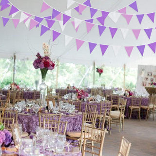 Lavender Theme Party Fabric Flag Banner in Purple & White (32Ft) 2