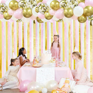 Gold and Pink Balloons and Ribbon Streamers Backdrop (43 Pcs) 2