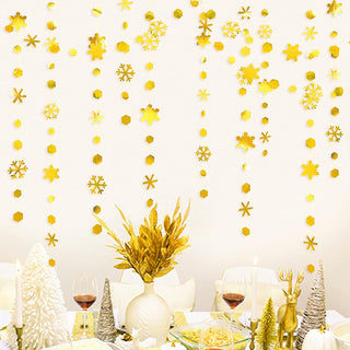 Gold Snowflakes Metallic Paper Garland for Christmas (52Ft) 1