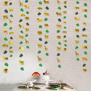 Tropical Leaf and Animal Garlands Set in Green and Gold (52ft) 2