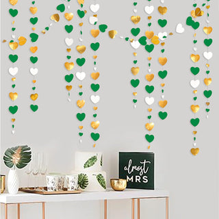 52Ft Green Gold and White Love Heart Garland Hanging Streamer Banner 2