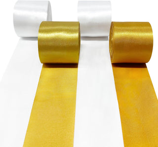 Gatsby Party Decoration Satin Ribbon in White & Gold (197Ft) 1