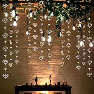 Gold Wedding Gold Diamond and Heart Hanging Garland (52 Ft) 2