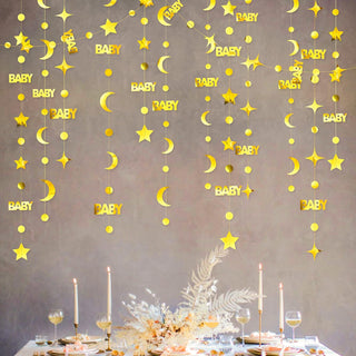 Baby Shower Gold 'Baby' Garland with Stars, Moon & Circle Dots (75ft) 2