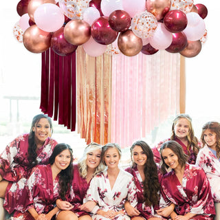 Burgundy and Rose Gold Balloons and Ribbon Streamers (43Pcs) 2