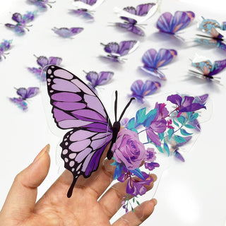 3D Floral Purple Butterfly Decorations Removable Wall Stickers (35Pcs) 2