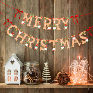 Vintage Merry Christmas Banner with Wooden Letters 3