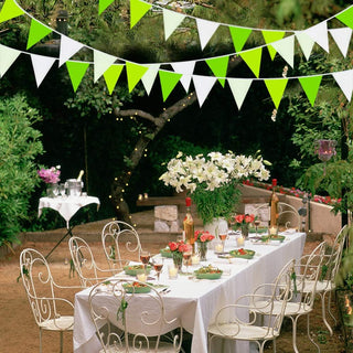 Spring Themed Fabric Flag Banner in Green, Olive Green & White (32Ft) 2