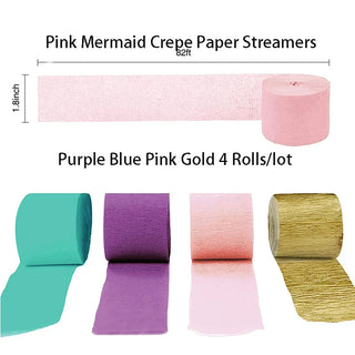 Purple, Blue, Pink and Gold Crepe Paper Streamer Garlands (4 rolls) 5