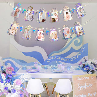 Iridescent Mermaid Themed Photo Banner with Jellyfish, Sea Shell & Starfish (16.4ft)2