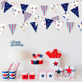 Cruise Theme Party Flag Banner Bunting in Red, Blue & White (32Ft) 2