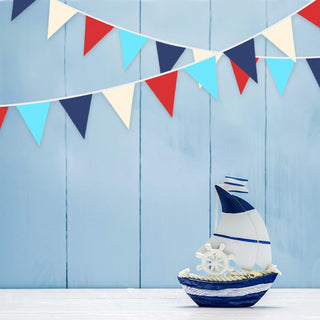 Nautical Theme Party Fabric Flag Banner in Red, Blue & White (32Ft) 2