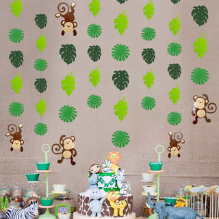Jungle Party Garlands with Monkeys & Palm Leaves Cutouts (46Ft) 3