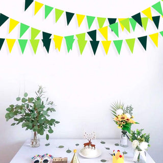 Spring Party Decorations Triangle Flag Pennant Banner in Yellow & Green(30Ft）2