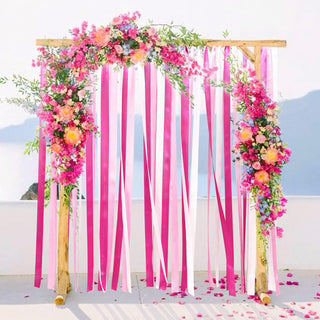 Wedding Ombre Pink Satin Ribbon Streamer Backdrop (197Ft) 2