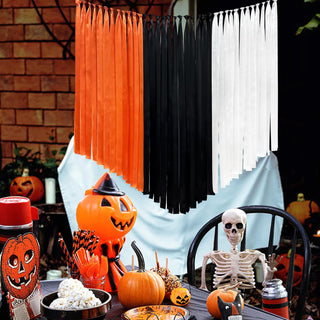 Halloween Party Satin Ribbon Streamer in Black, Orange & White (197Ft) 2
