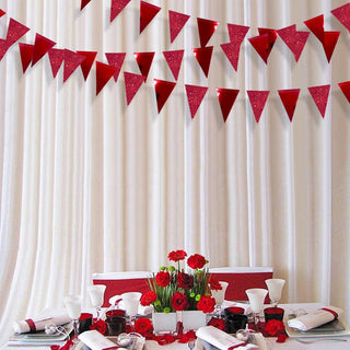 Valentine Decorations Glitter Metallic Red Paper Triangle Flag Banner (30Ft) 2
