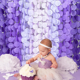 Lavender Theme Party Polka Dot Backdrop in Ombre Purple (205Ft) 2