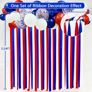 Red Blue White Ribbon Backdrop and Balloon Kit (36Pcs)  5