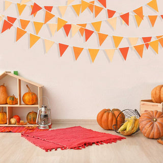 Fall Decor Fabric Triangle Flag Banner in Orange and Yellow (10M)  2