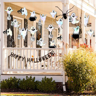 Halloween Party Iridescent White Swirling Ghost Garland (18pcs) 2
