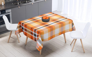 54"x108" Rectangle Fall Tablecloth Orange Black Buffalo Plaid Fabric Tablecloth 2