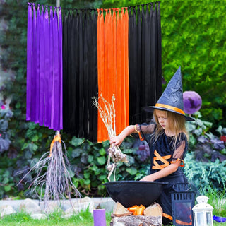 Black, Purple & Orange Satin Ribbon Streamer for Halloween (197Ft) 2