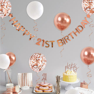 Rose Gold Happy Birthday Banners and Balloons Kit 2
