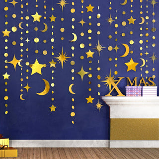 Crescent Star and Moon Garlands Set in Gold (62ft) 2