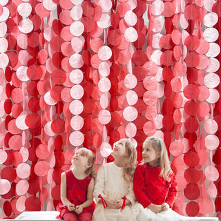 Valentine's Red Party Polka Dot Paper Garland in Ombre Red (192Ft) 2