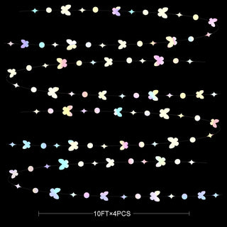 Iridescent Pastel Butterfly Garlands with Polka Dots & Star(40Ft) 5