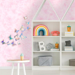 3D Wall Sticker Iridescent Pink Butterfly Removable Decoration (27Pcs) 2