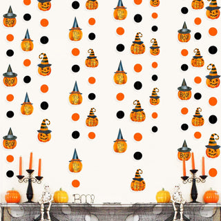 'Trick or Treat Boo' Happy Halloween Pumpkin Polka Dots Garland (52Ft) 2