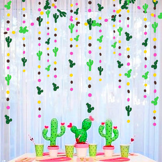 Cactus Garlands with Green, Yellow, Brown and Hot Pink Polka Dot (40Ft)  2