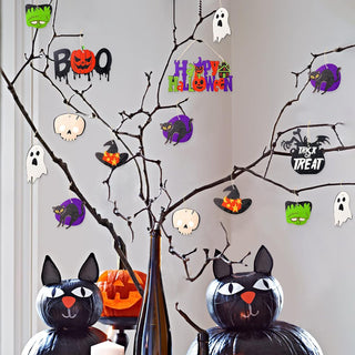 Happy Halloween Trick or Treat Pumpkin Wooden Ornaments (18Pcs) 2