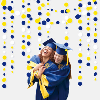 Blue Graduation Circle Dot Garland in Navy Blue ,Yellow & White (46Ft) 2