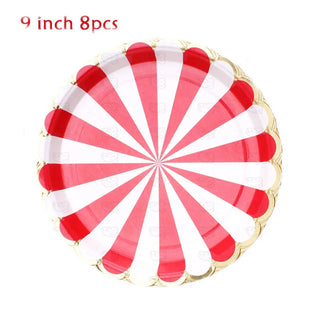 Red and White Striped Tableware Set (86pcs) 2