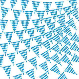 Oktoberfest Bunting Flags Plastic in Blue and White 1