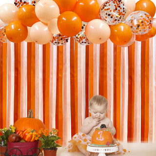 Halloween Ombre Orange Balloon Ribbon Fringe Backdrop (197Ft) 2