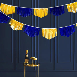 Metallic Fabric Tassel Bunting Banner in Royal Blue & Gold (17FT) 4