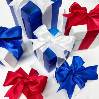 65.6Yd × 1.97" Wide Blue Red and White Satin Ribbon 2