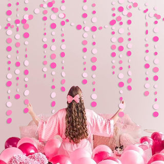 Hot Pink Party Polka Dots Garland in Gradient Pink & White (46Ft) 2
