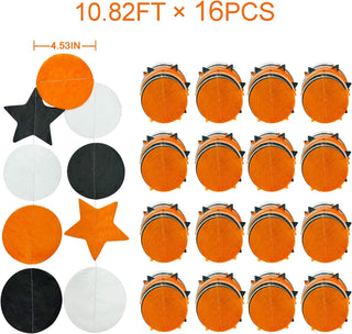 Orange, Black & White Party Backdrop with Stars & Circle Dots (173Ft) 6